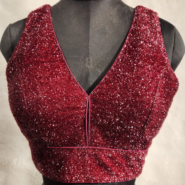 Kia Fashions Maroon Terry Shine Fabric Readymade Blouse - Distacart