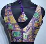 Thumbnail for Kia Fashions Purple Jacquard Weave Multi Color Weave Readymade Blouse - Distacart