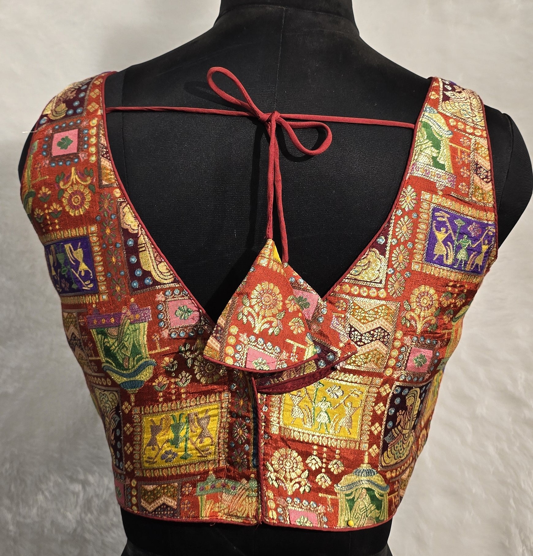 Kia Fashions Rust Jacquard Weave Multi Color Weave Readymade Blouse - Distacart