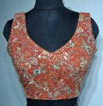 Thumbnail for Kia Fashions Rust Georgette Multi Color Emb & Sqn Readymade Blouse - Distacart