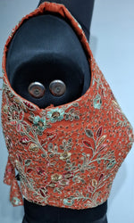 Thumbnail for Kia Fashions Rust Georgette Multi Color Emb & Sqn Readymade Blouse - Distacart