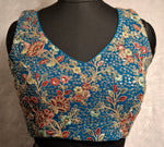 Thumbnail for Kia Fashions Turquoise Blue Georgette Multi Color Emb & Sqn Readymade Blouse - Distacart