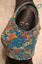 Thumbnail for Kia Fashions Turquoise Blue Georgette Multi Color Emb & Sqn Readymade Blouse - Distacart