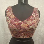 Thumbnail for Kia Fashions Wine Georgette Multi Color Emb & Sqn Readymade Blouse - Distacart