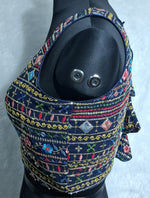 Thumbnail for Kia Fashions Navy Blue Multi Color Embroidered Readymade Blouse - Distacart