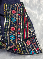 Thumbnail for Kia Fashions Navy Blue Multi Color Embroidered Readymade Blouse - Distacart