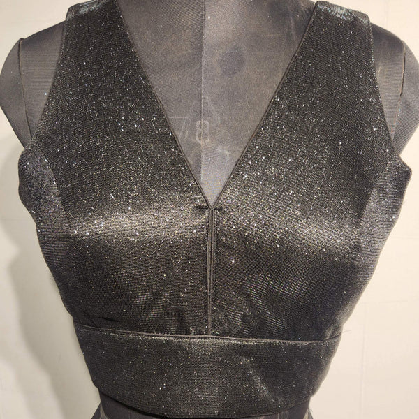 Kia Fashions Black Shimmer Dual Tone Glitter Fabric Readymade Blouse - Distacart
