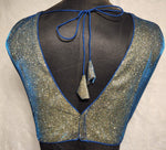 Thumbnail for Kia Fashions Blue Golden Dual Tone Glitter Fabric Readymade Blouse - Distacart