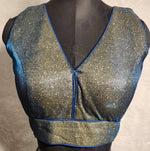 Thumbnail for Kia Fashions Blue Golden Dual Tone Glitter Fabric Readymade Blouse - Distacart