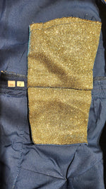 Thumbnail for Kia Fashions Blue Golden Dual Tone Glitter Fabric Readymade Blouse - Distacart