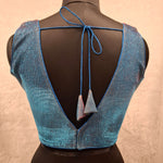 Thumbnail for Kia Fashions Blue Red Dual Tone Glitter Fabric Readymade Blouse - Distacart