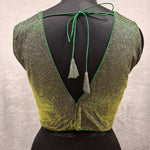 Thumbnail for Kia Fashions Green Golden Dual Tone Glitter Fabric Readymade Blouse - Distacart