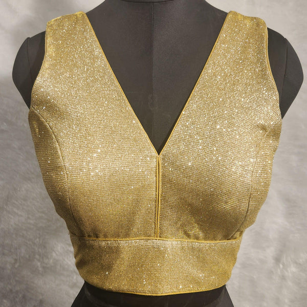 Kia Fashions Gold Lustre Dual Tone Glitter Fabric Readymade Blouse - Distacart