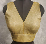 Thumbnail for Kia Fashions Gold Lustre Dual Tone Glitter Fabric Readymade Blouse - Distacart