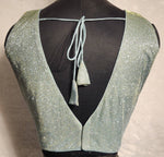 Thumbnail for Kia Fashions Misty Ocean Shimmer Dual Tone Glitter Fabric Readymade Blouse - Distacart