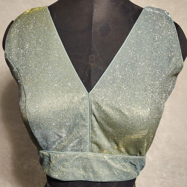 Kia Fashions Misty Ocean Shimmer Dual Tone Glitter Fabric Readymade Blouse - Distacart