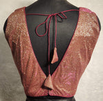 Thumbnail for Kia Fashions Maroon Golden Dual Tone Glitter Fabric Readymade Blouse - Distacart