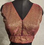 Thumbnail for Kia Fashions Maroon Golden Dual Tone Glitter Fabric Readymade Blouse - Distacart