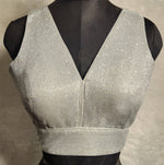 Thumbnail for Kia Fashions Silver Shimmer Dual Tone Glitter Fabric Readymade Blouse - Distacart
