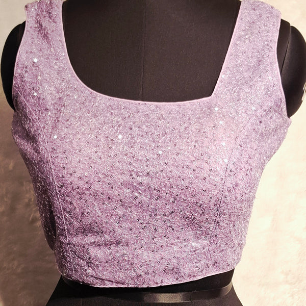 Kia Fashions Lilac All Over Silver Sequins Readymade Blouse - Distacart