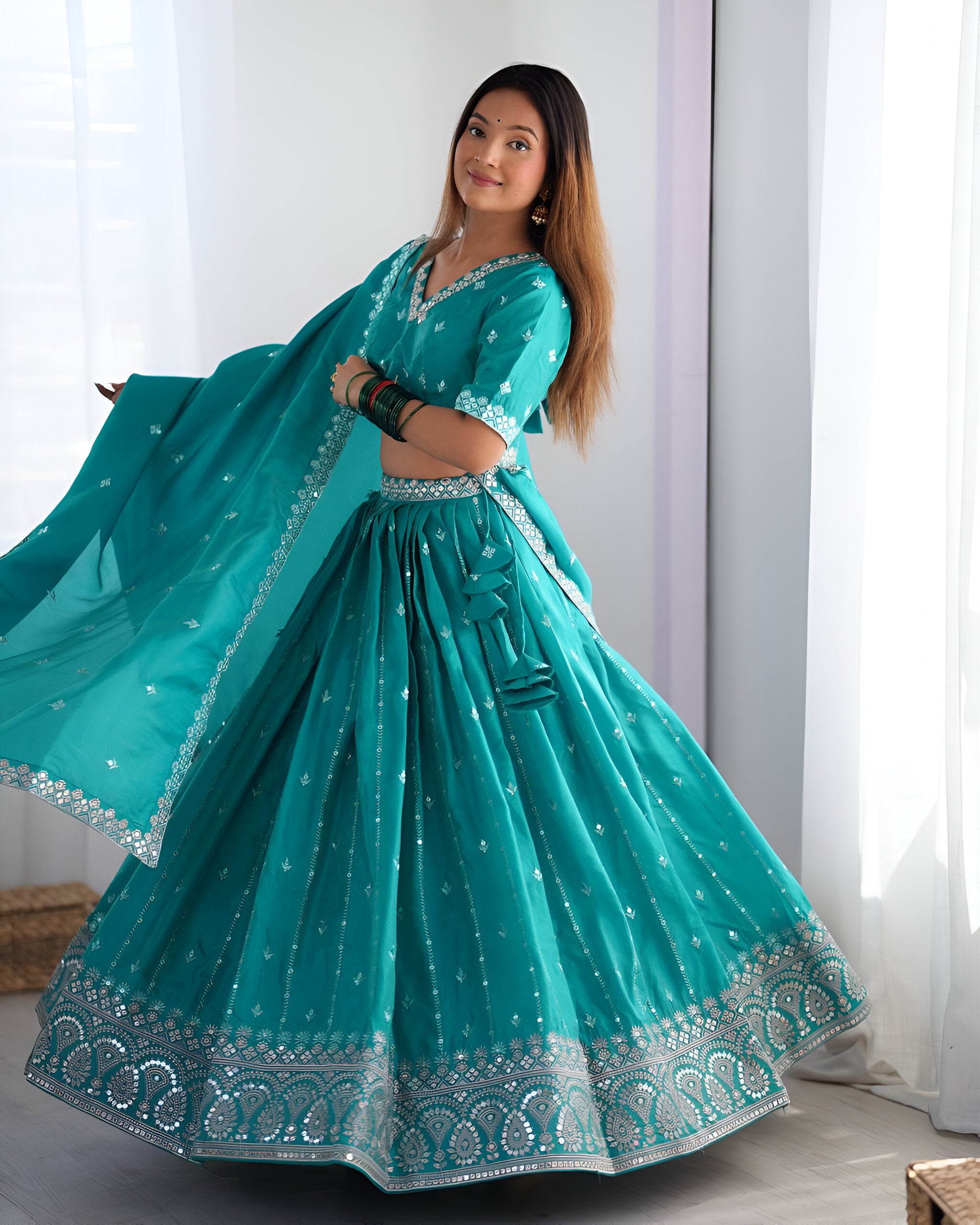 Lehenga Mart Designer Bollywood Style Wedding Wear Lehenga Choli - Aqua Blue - Distacart