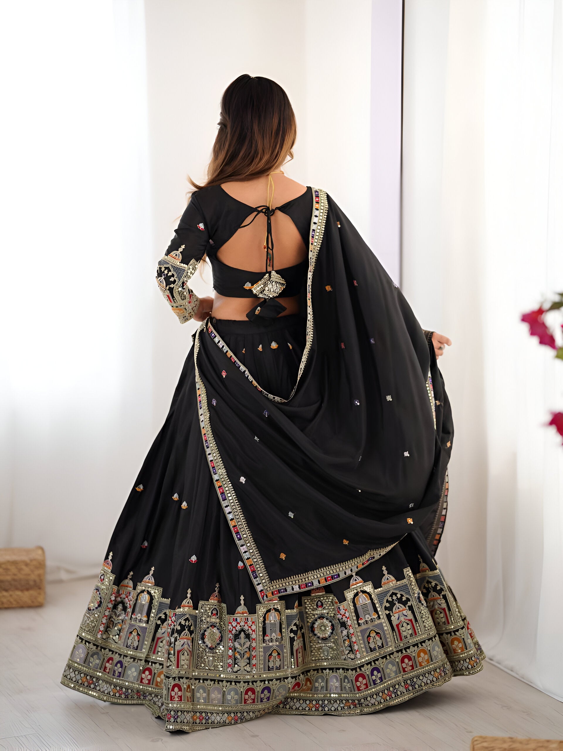 Lehenga Mart Designer Bollywood Style Wedding Wear Lehenga Choli - Black