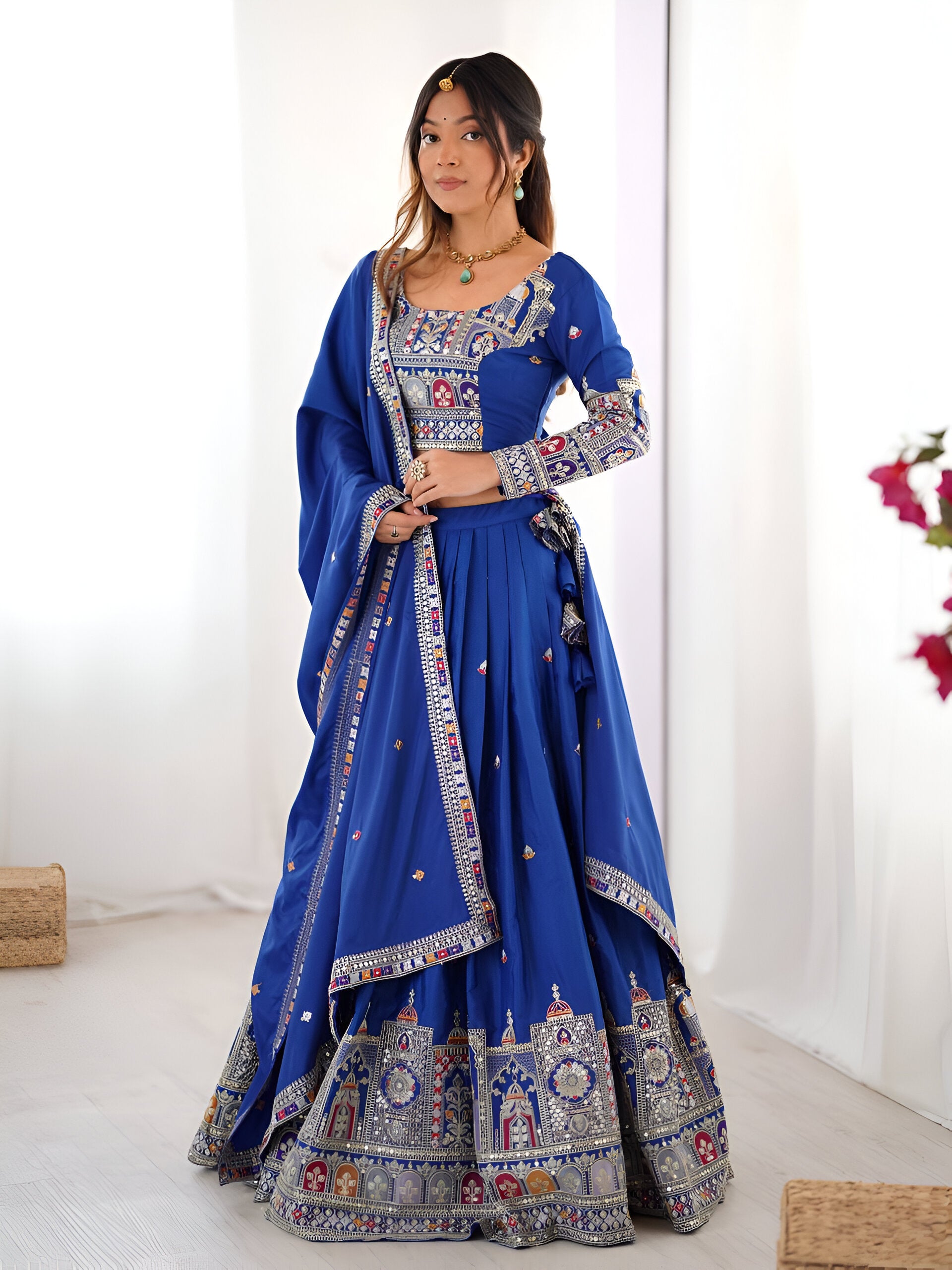 Lehenga Mart Designer Bollywood Style Wedding Wear Lehenga Choli - Blue - Distacart