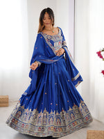Thumbnail for Lehenga Mart Designer Bollywood Style Wedding Wear Lehenga Choli - Blue - Distacart