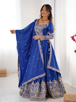 Thumbnail for Lehenga Mart Designer Bollywood Style Wedding Wear Lehenga Choli - Blue - Distacart