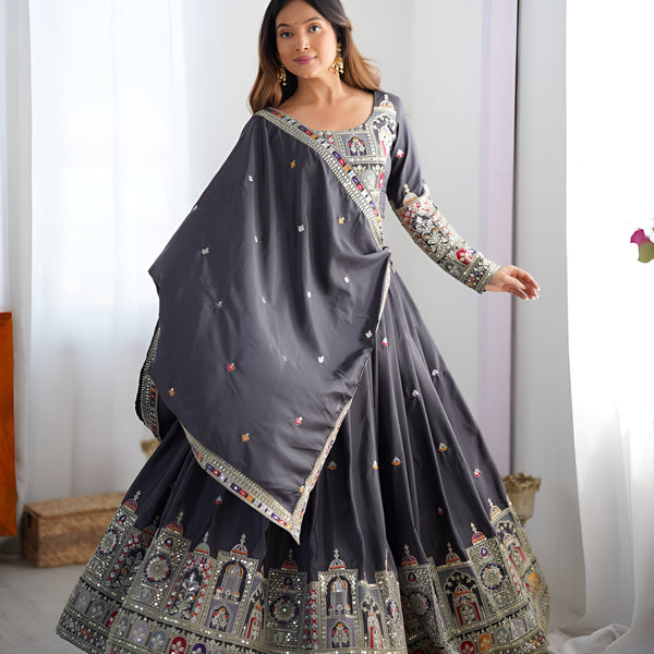 Lehenga Mart Designer Bollywood Style Wedding Wear Lehenga Choli - Grey - Distacart