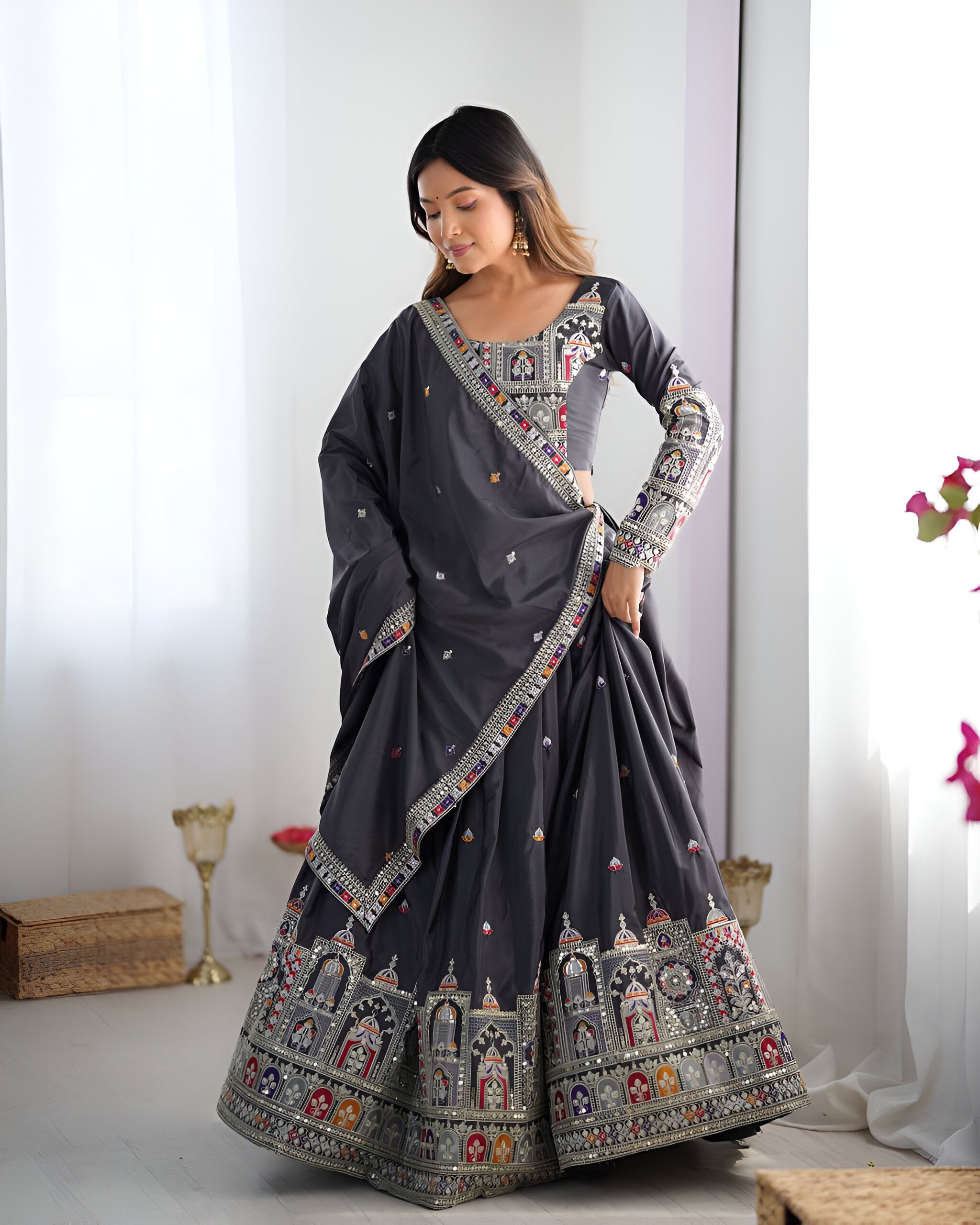 Lehenga Mart Designer Bollywood Style Wedding Wear Lehenga Choli - Grey - Distacart