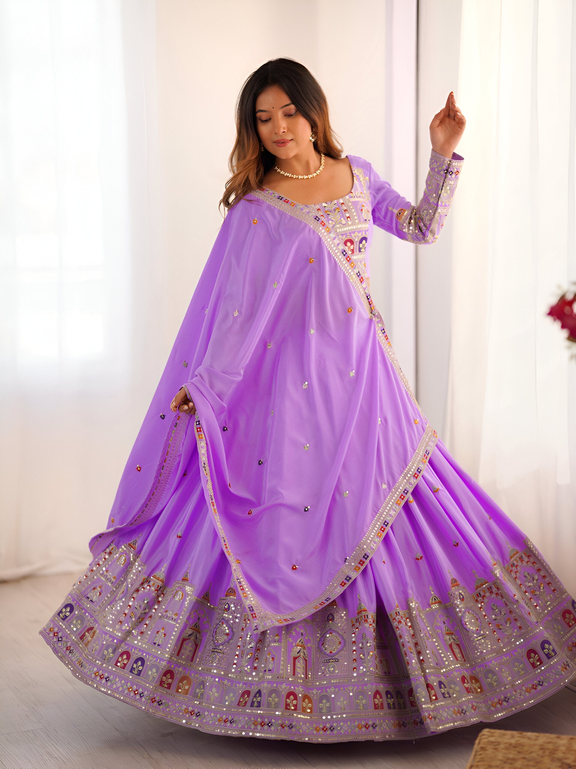 Lehenga Mart Designer Bollywood Style Wedding Wear Lehenga Choli - Lavender - Distacart
