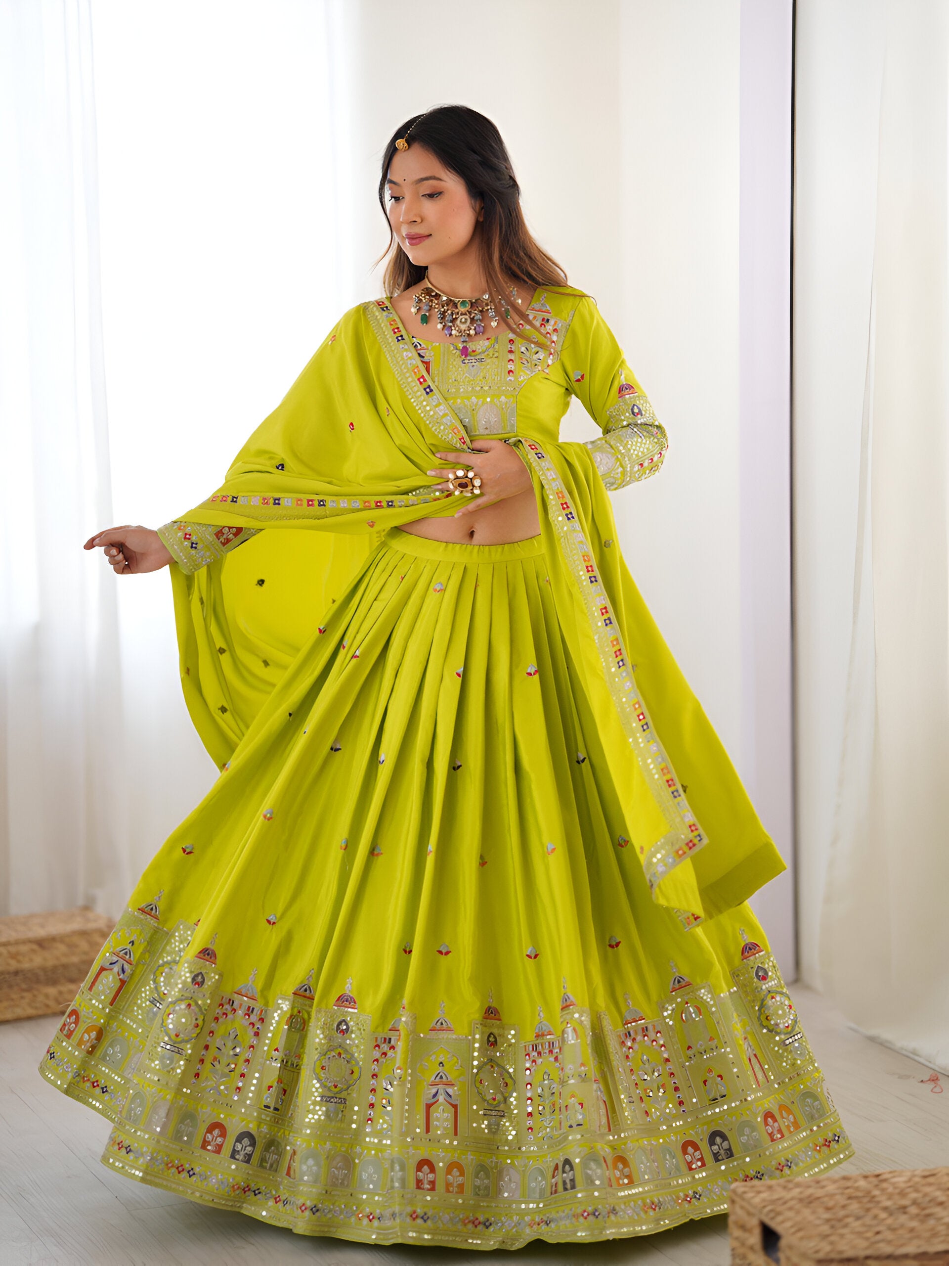 Lehenga Mart Designer Bollywood Style Wedding Wear Lehenga Choli - Neon - Distacart