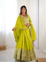 Thumbnail for Lehenga Mart Designer Bollywood Style Wedding Wear Lehenga Choli - Neon - Distacart