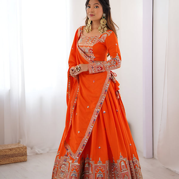 Lehenga Mart Designer Bollywood Style Wedding Wear Lehenga Choli - Orange - Distacart