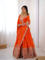 Thumbnail for Lehenga Mart Designer Bollywood Style Wedding Wear Lehenga Choli - Orange - Distacart