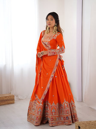 Lehenga Mart Designer Bollywood Style Wedding Wear Lehenga Choli - Orange - Distacart