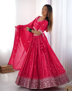 Thumbnail for Lehenga Mart Designer Bollywood Style Wedding Wear Lehenga Choli - Pink - Distacart