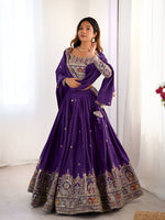 Thumbnail for Lehenga Mart Designer Bollywood Style Wedding Wear Lehenga Choli - Purple - Distacart