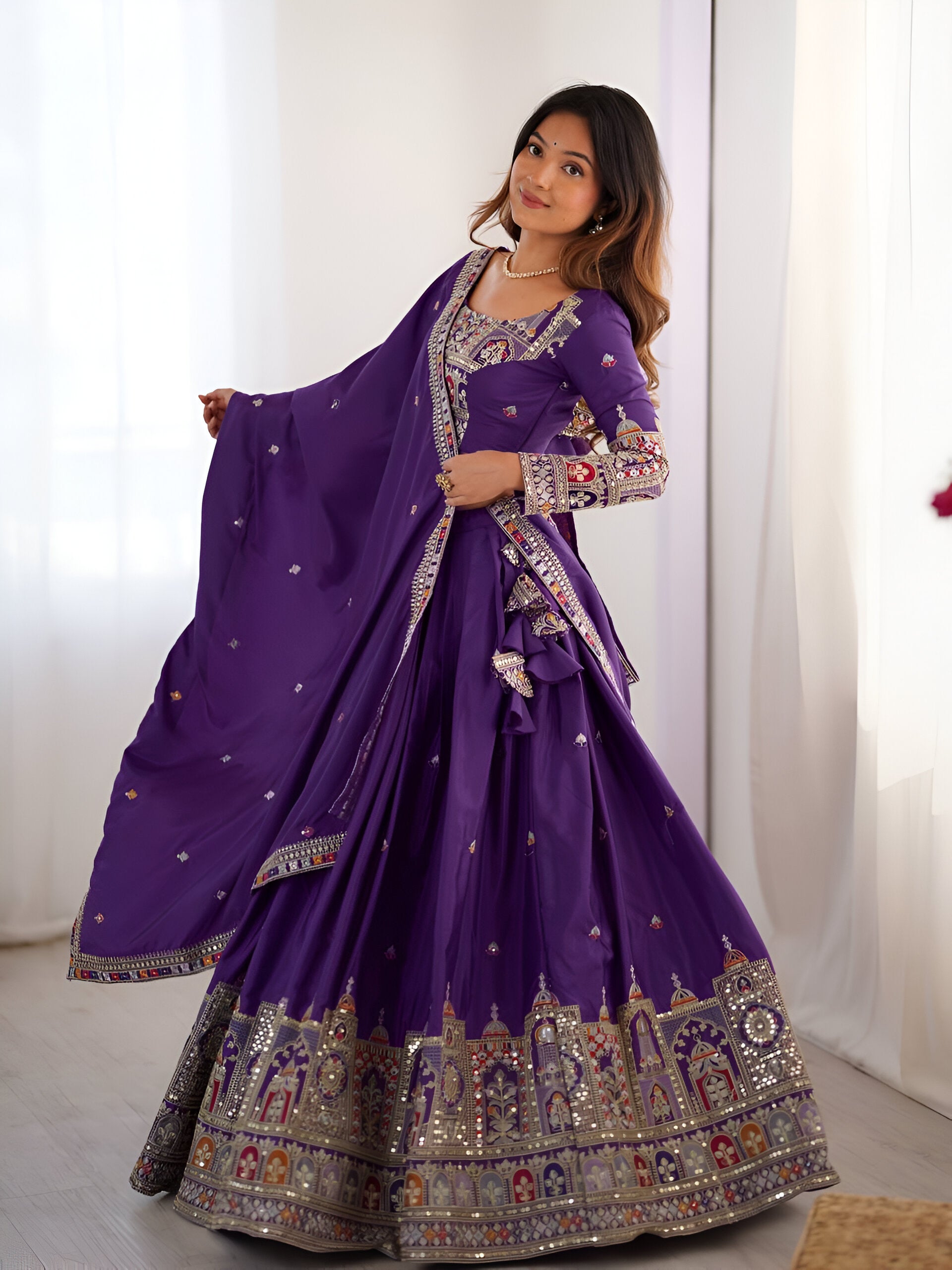 Lehenga Mart Designer Bollywood Style Wedding Wear Lehenga Choli - Purple - Distacart