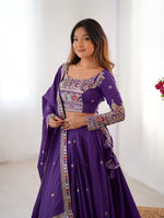 Thumbnail for Lehenga Mart Designer Bollywood Style Wedding Wear Lehenga Choli - Purple - Distacart