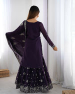 Thumbnail for Joban Fashion Deep Plum Sharara Georgette Thread with Sequins work