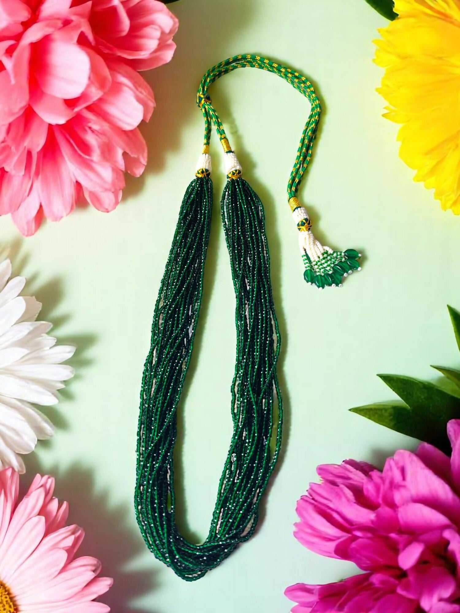 Inhanns Crystal Beads Luxe Edition – Multi-Layered Necklace - Dark Green - Distacart