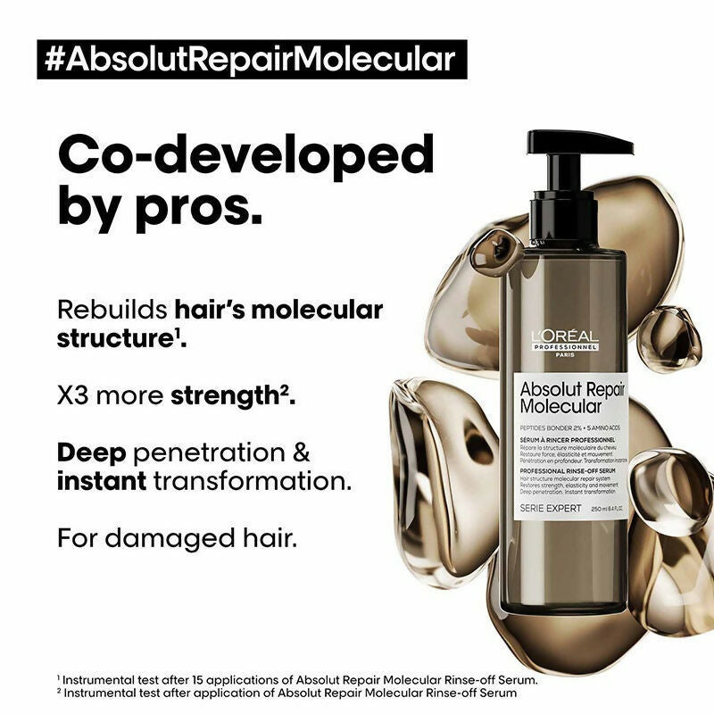 L'Oreal Paris Absolut Repair Molecular Deep Repairing Hair Rinse-Off Serum - Distacart