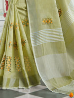 Thumbnail for Astita Linen Pista Green Saree