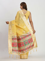 Thumbnail for Astita Linen Cotton Yellow Saree