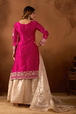 Thumbnail for Prazu Fashion Pink Silk Embroidered Coding With Rivet Moti Work Palazzo Suit