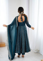 Thumbnail for Prazu Fashion Rama Crunchy Silk Embroidered Sequence Anarkali Gown