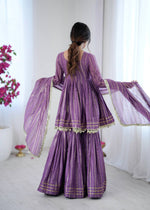 Thumbnail for Prazu Fashion Lavender Mal Chanderi Real Mirror With Hand Work Sharara Suit