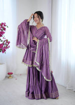 Thumbnail for Prazu Fashion Lavender Mal Chanderi Real Mirror With Hand Work Sharara Suit